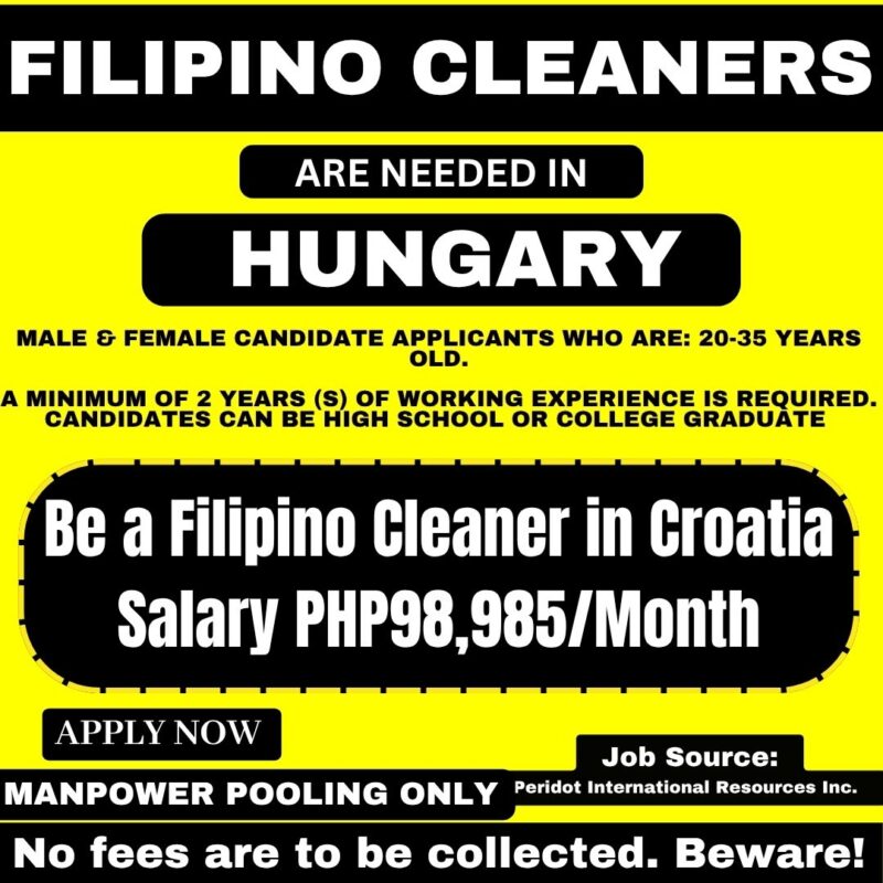 Cleaner Jobs in Hungary for Filipinos